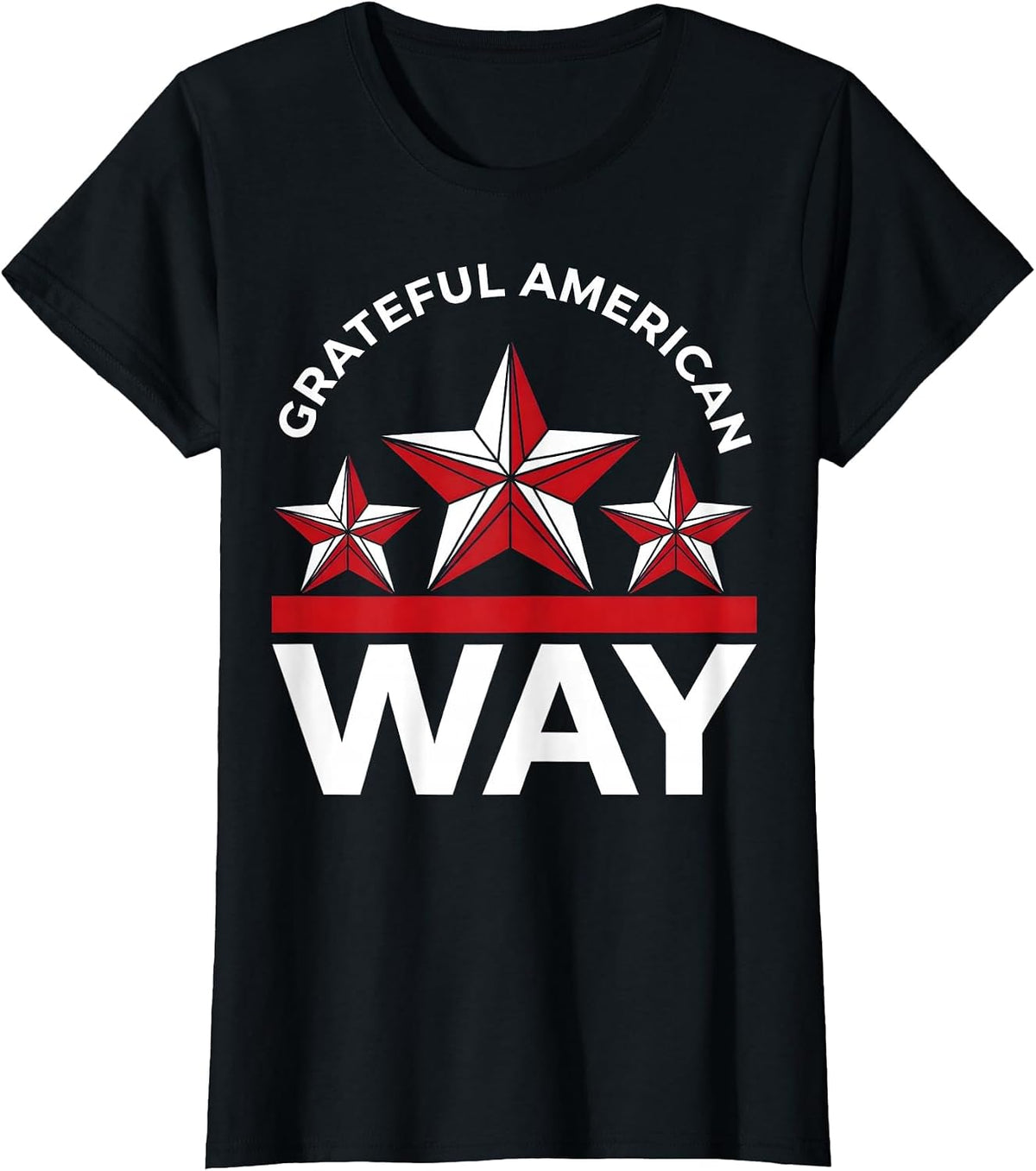 Grateful American Way Memorial Day Patriotic Design T-Shirt - Black