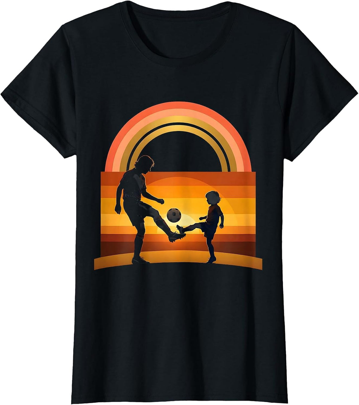 Women's Soccer Dad and Child Backyard Kickaround Graphic T-Shirt - Black