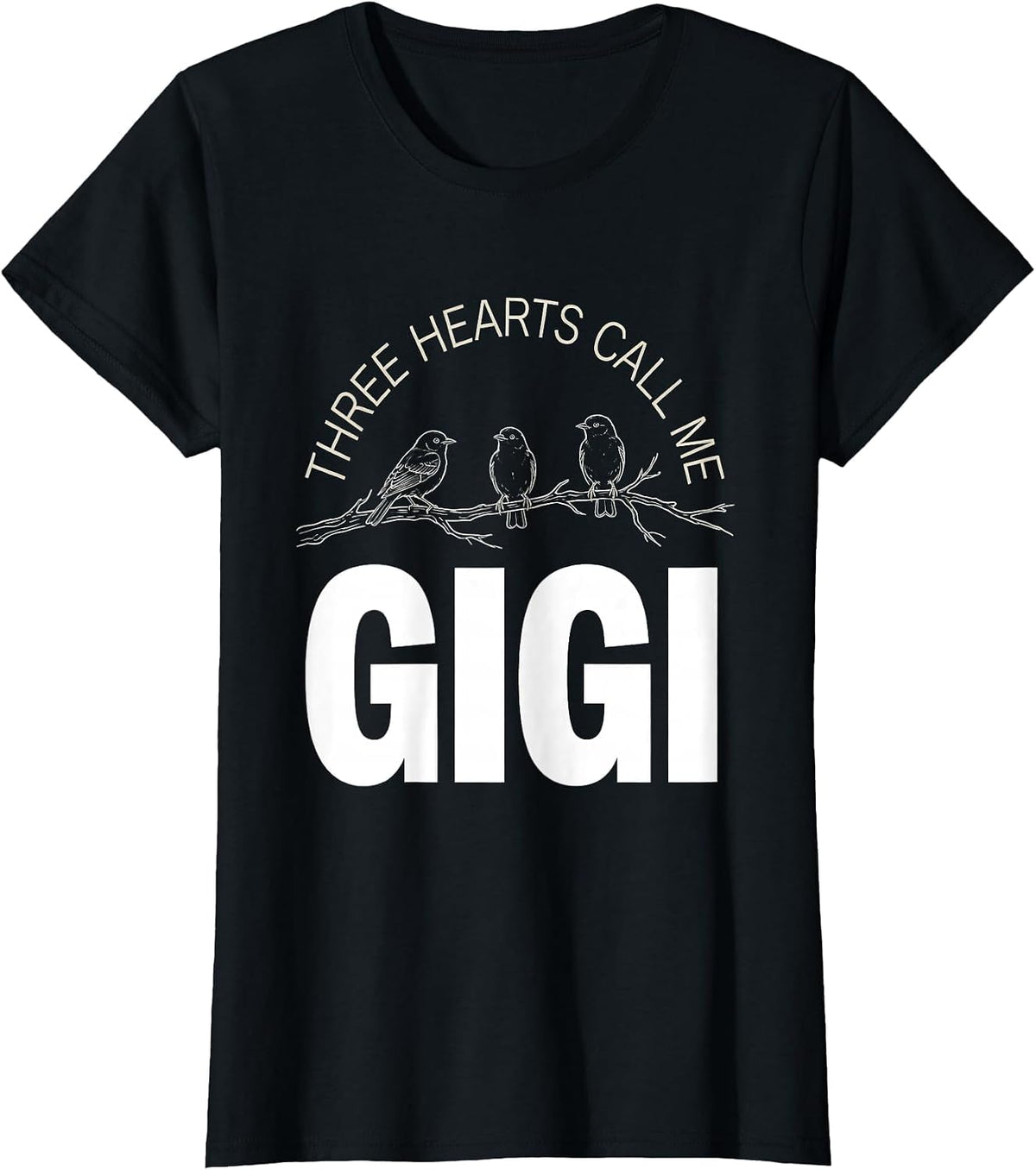 Three Hearts Call Me Gigi Grandma Gift T-Shirt - Black