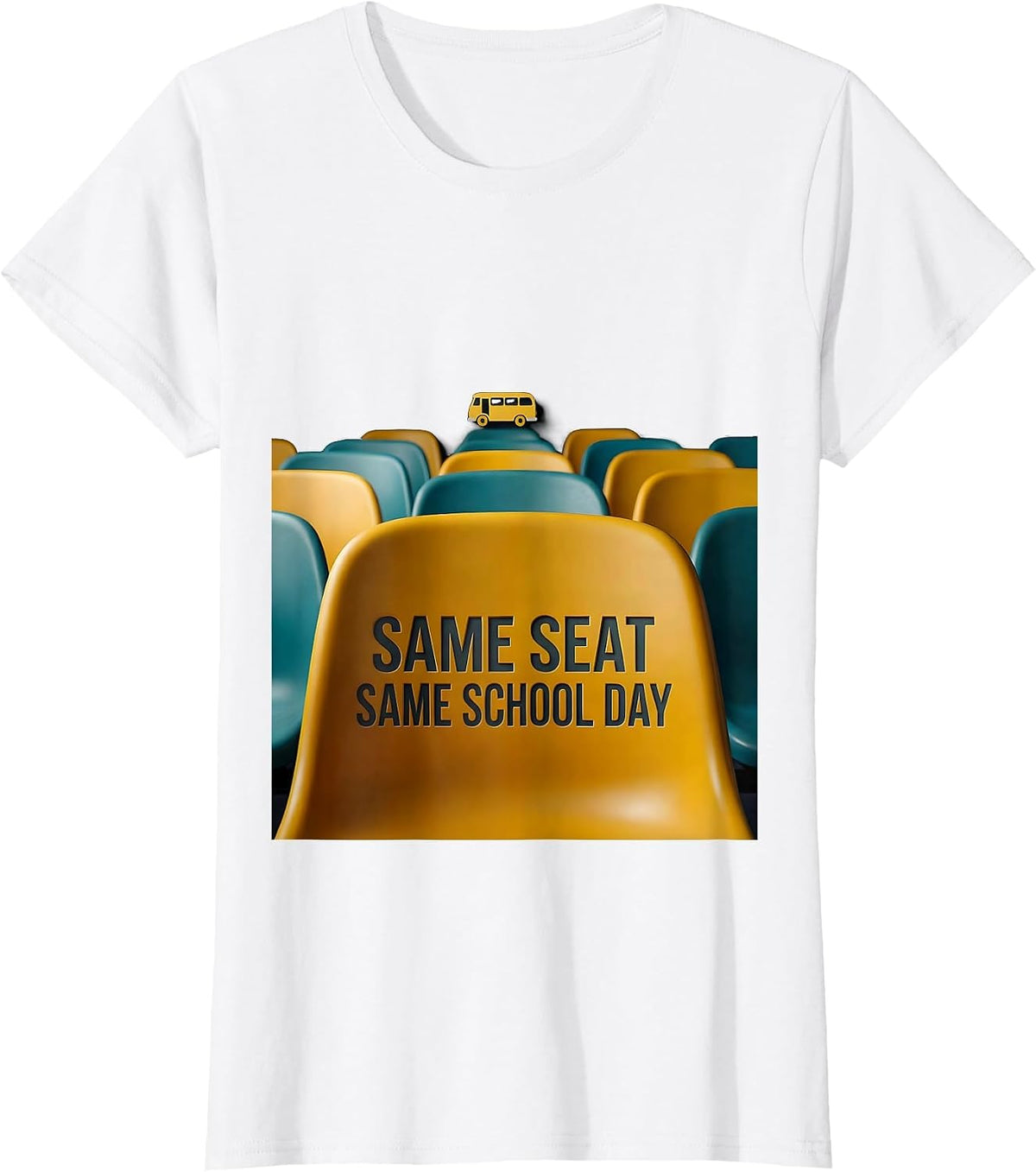 Women's Same Seat, Same School Day Funny School Bus Driver Gift T-Shirt - White