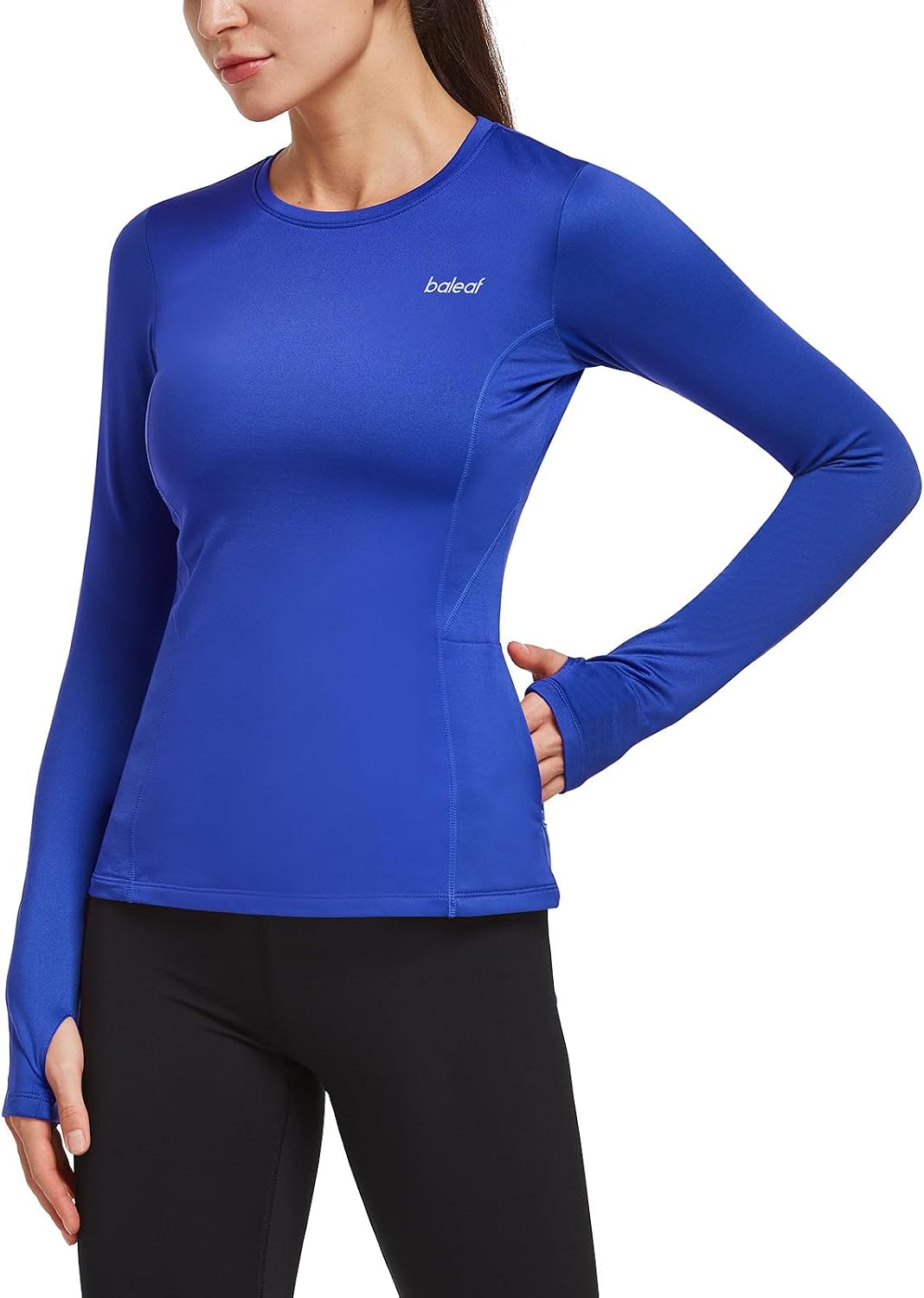 baleaf Thermal Shirts for Women Long Sleeve Fleece Tops Winter Running - Royal Blue