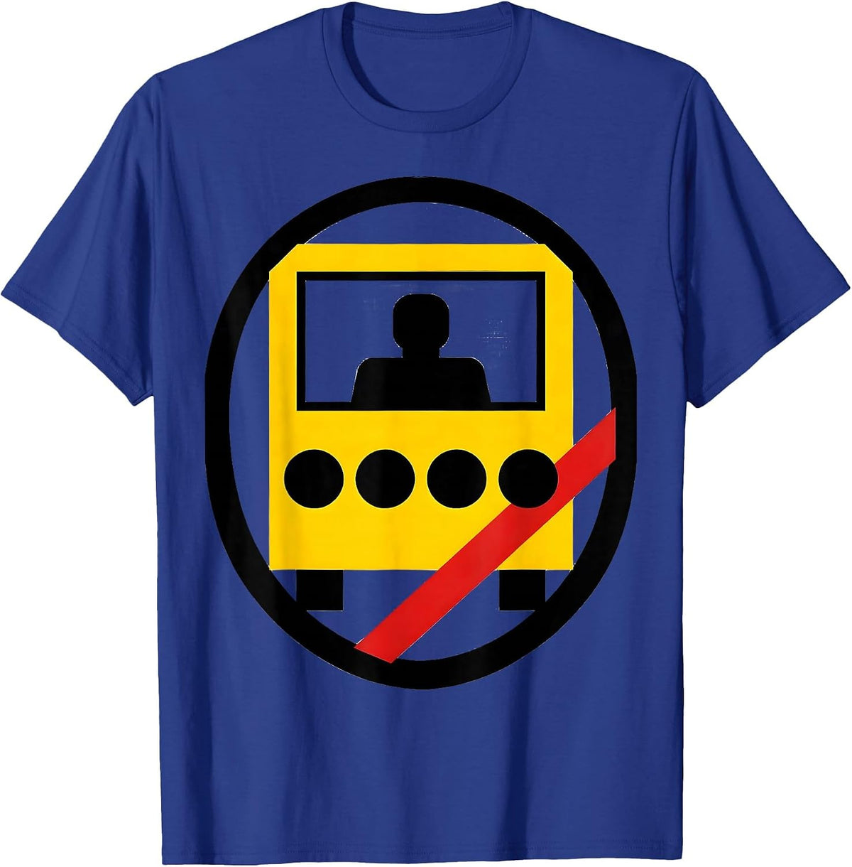Men's School Bus Driver Shield Badge Modernist Driver Appreciation T-Shirt - Royal Blue