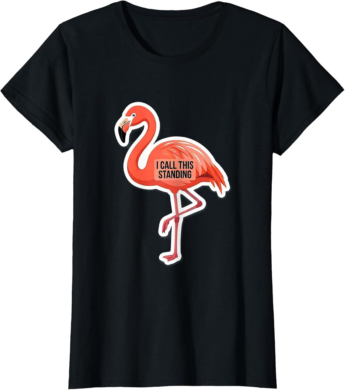 Women's I Call This Standing Funny Flamingo Novelty Gift For Bird T-Shirt - Black