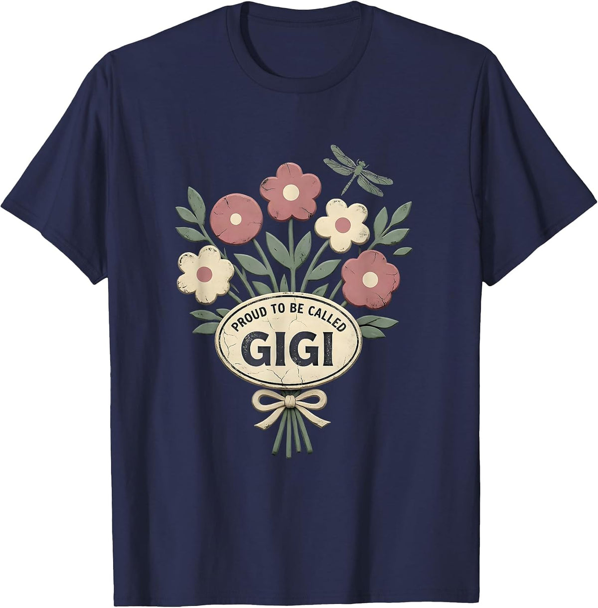 Proud To Be Called Gigi Floral Boho Grandma Mother's Day T-Shirt - Navy Blue