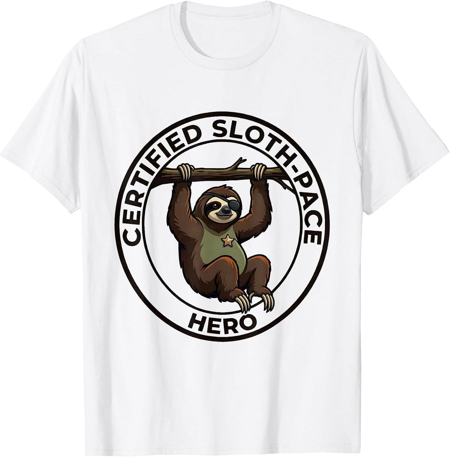 Men's Certified Sloth-Pace Hero Funny Sloth Lover Lazy Humor Gift T-Shirt - White