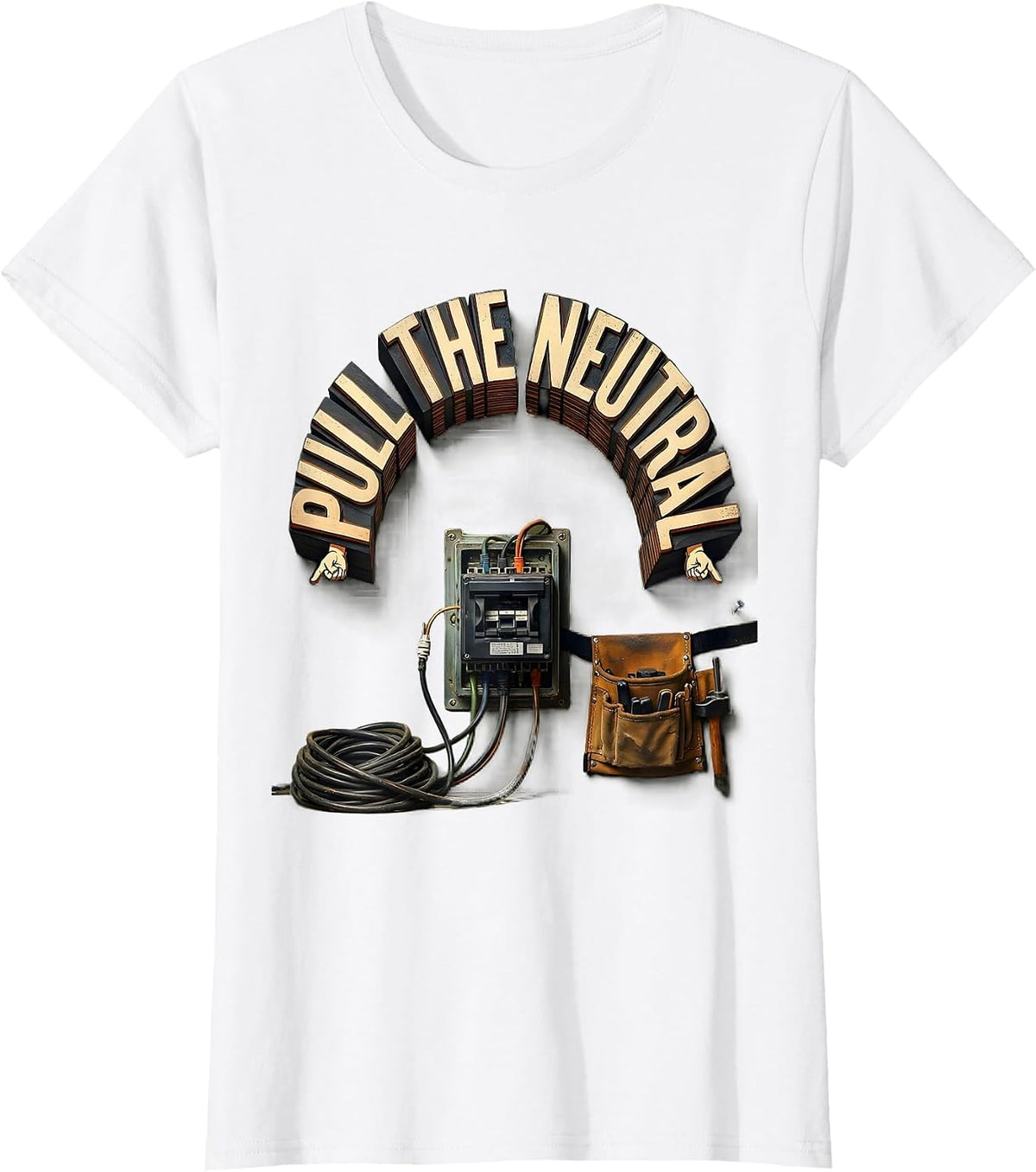 Pull The Neutral Funny Electrician Retirement Humor T-Shirt - White