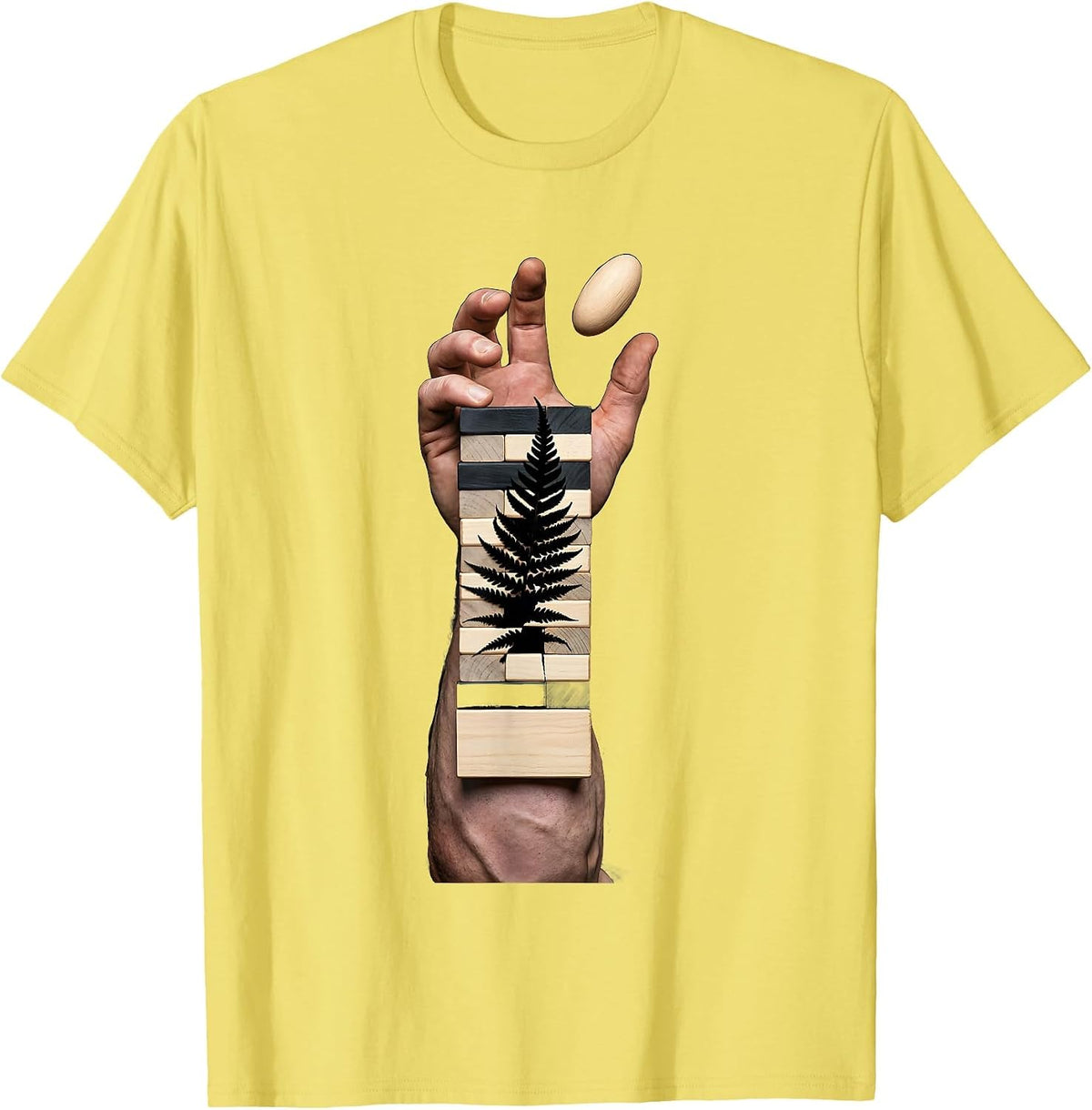 Men's Rugby Player Wood Block Kiwi Fan Gift T-Shirt - Lemon Yellow