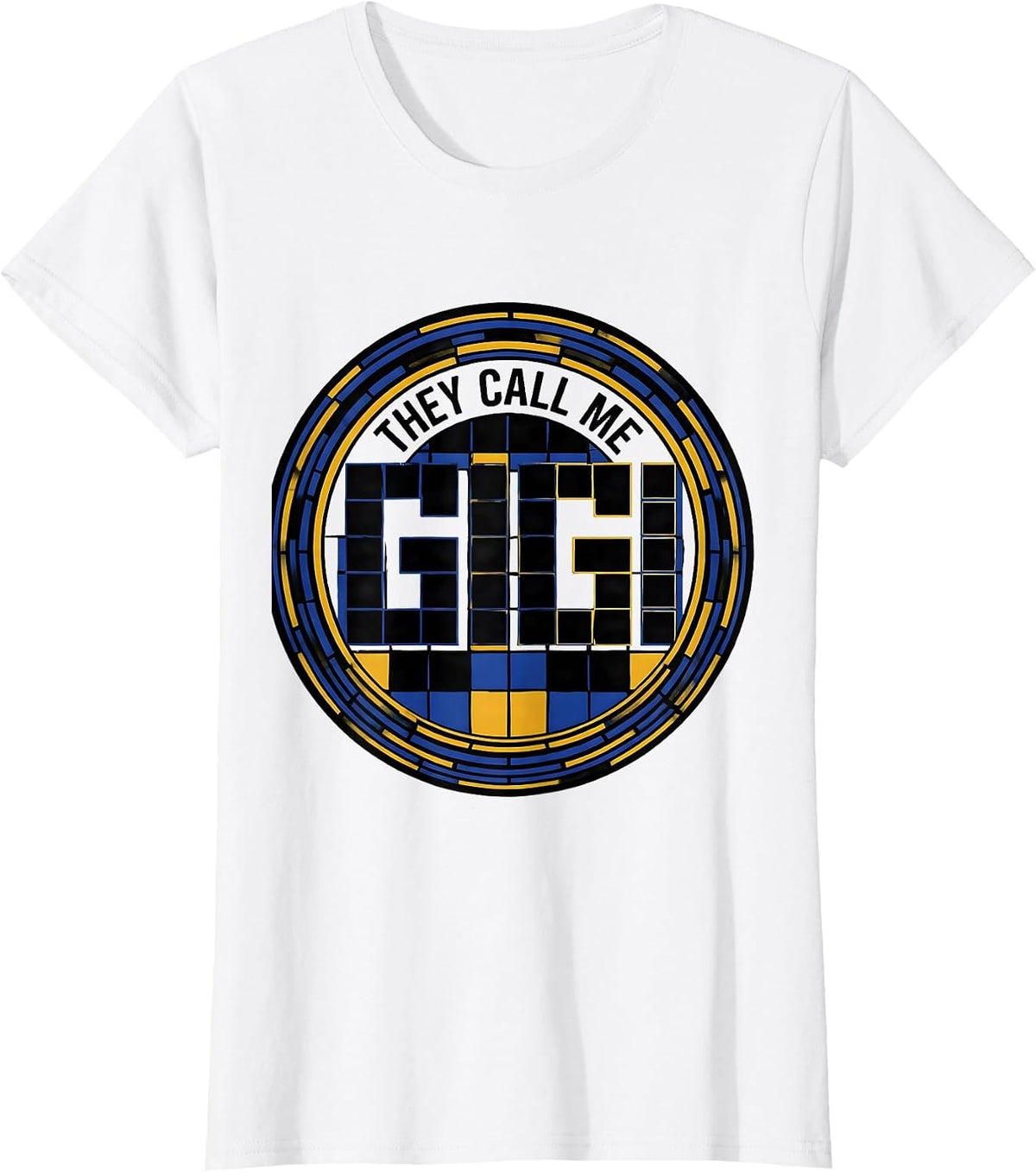 Women's They Call Me Gigi Geometric Grandma Nickname Grandparents T-Shirt - White