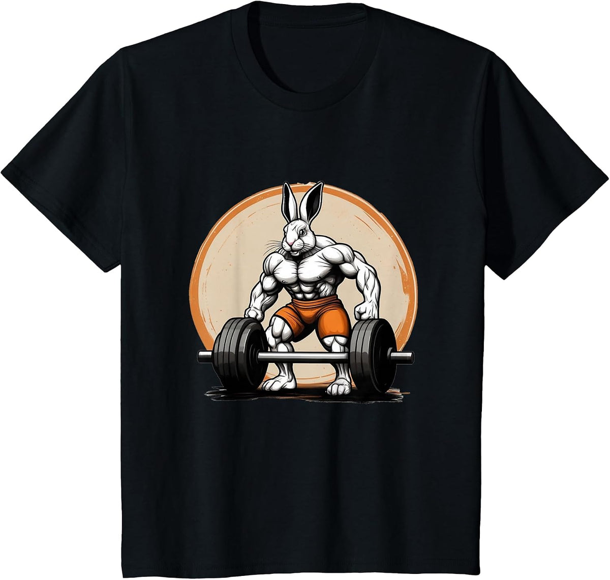 Bodybuilder Easter Bunny Powerlifting in the Gym T-Shirt - Black