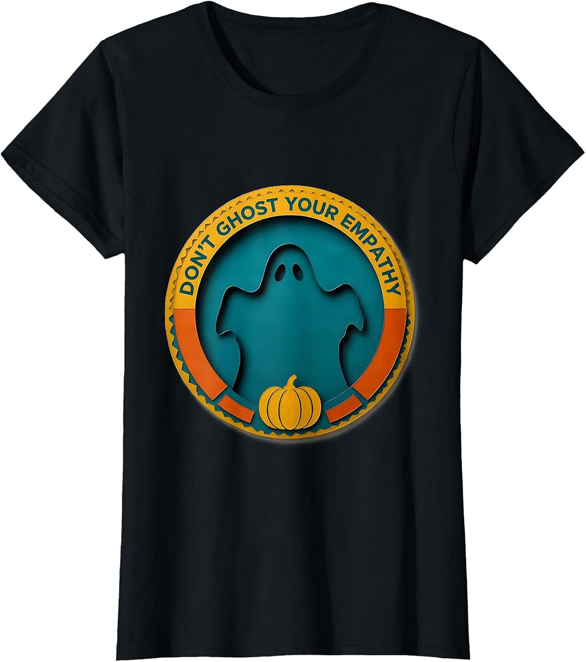 Women's Don't Ghost Your Empathy Paper Cutout Halloween Mental T-Shirt - Black