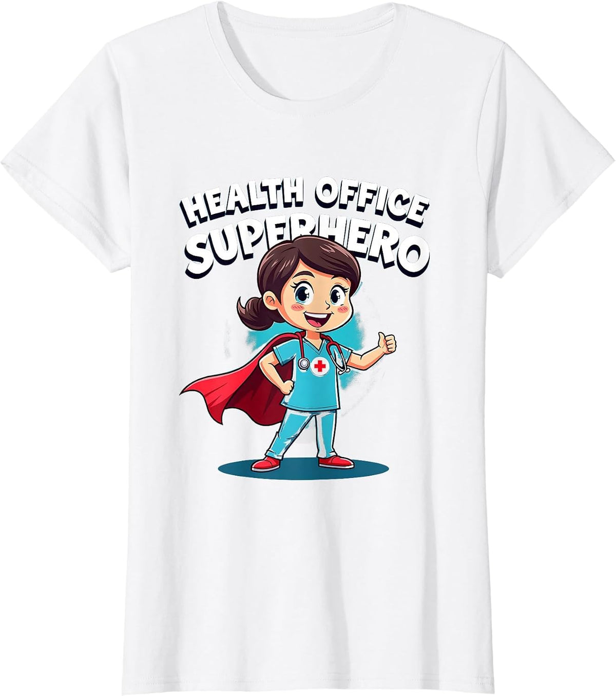 Health Office Superhero School Nurse Design T-Shirt - White