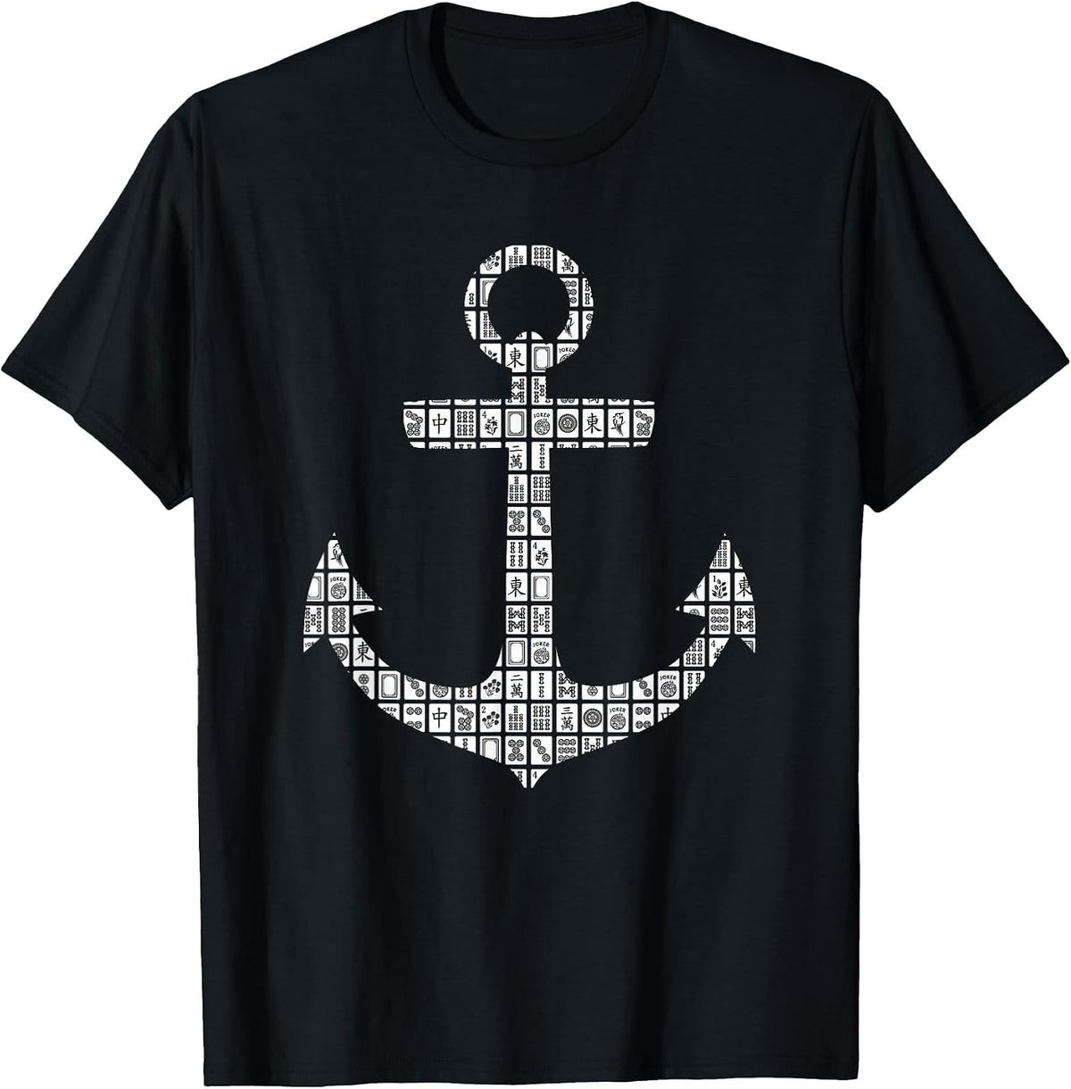 Mahjong Game and Anchor T-Shirt - Black