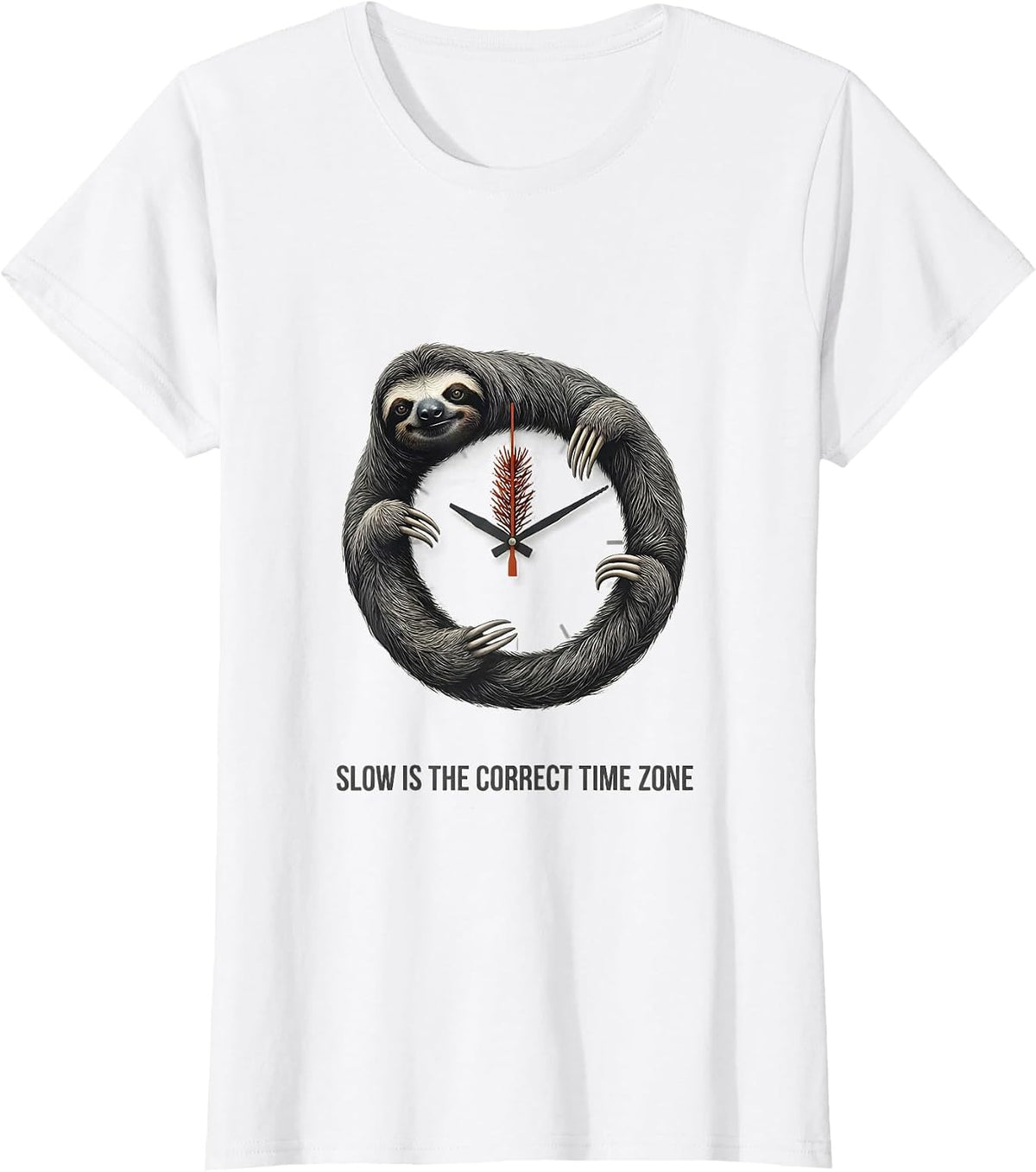 Women's Slow Is The Correct Time Zone Funny Sloth Lover Christmas T-Shirt - White