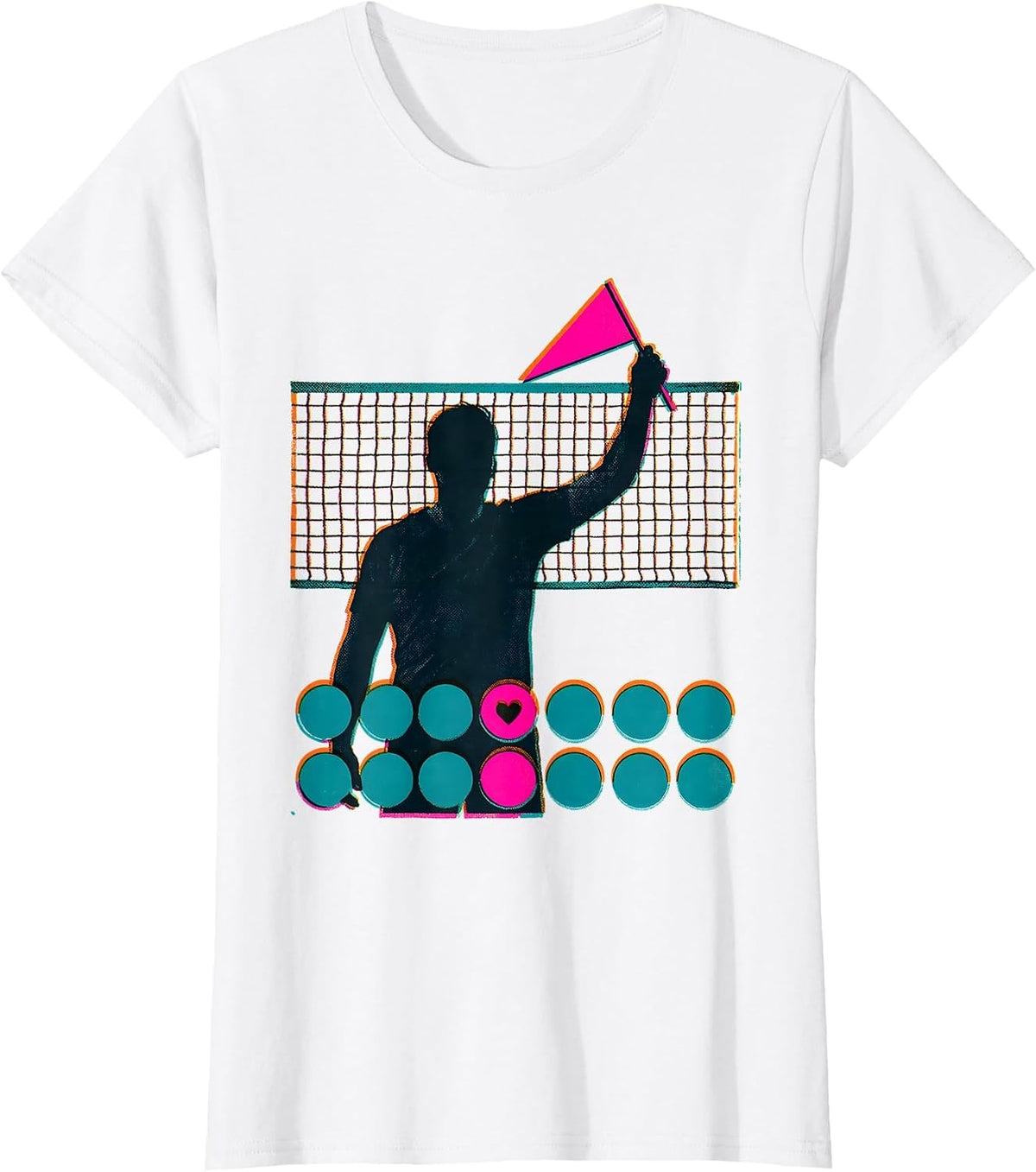 Women's Volleyball Fan Family Pride Risograph Game Day Support T-Shirt - White