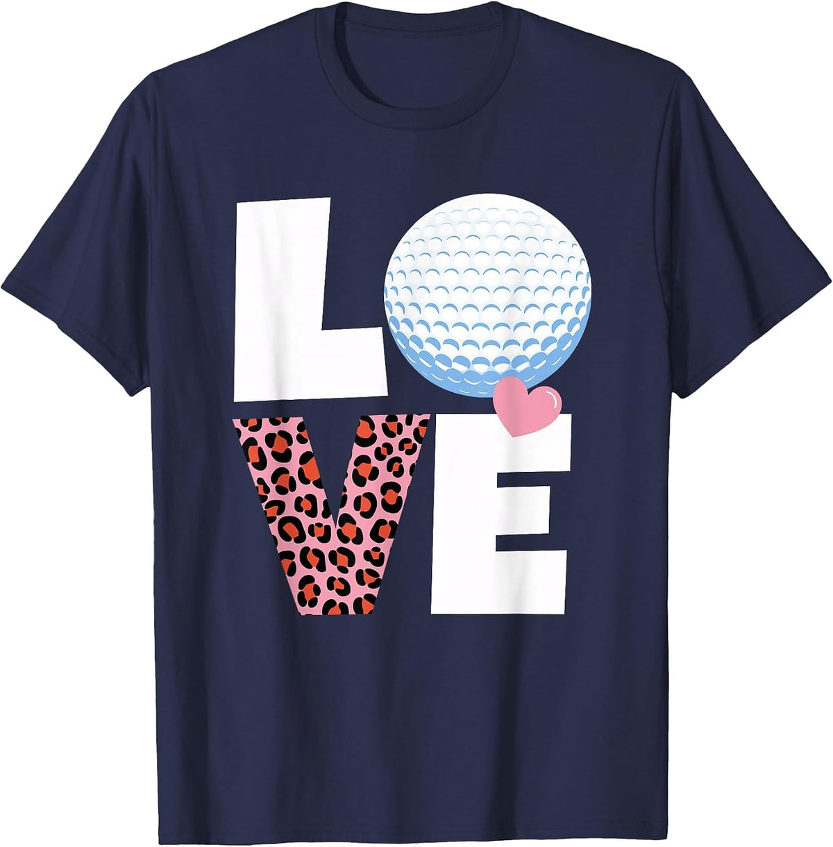 I Heart Golf Womens or Girls Golf T-Shirt - Navy Blue