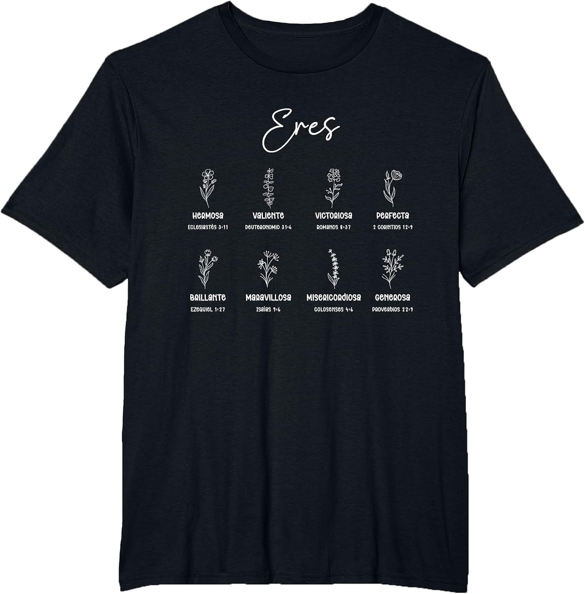 ERES Versículos Bíblicos Cute Christian Women Spanish T-Shirt - Black