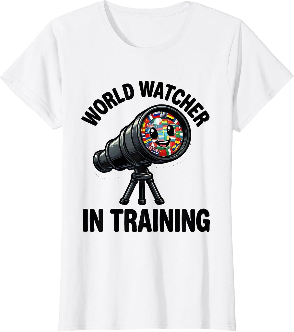 World Watcher In Training Cartoon Geography Lover T-Shirt - White