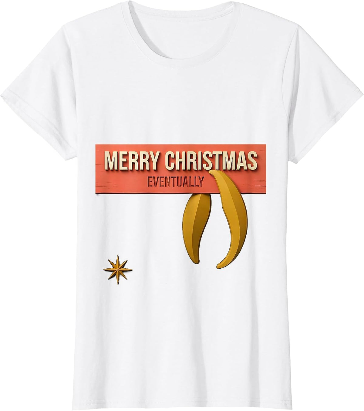 Women's Merry Christmas, Eventually Midcentury Modern Sloth Lover T-Shirt - White