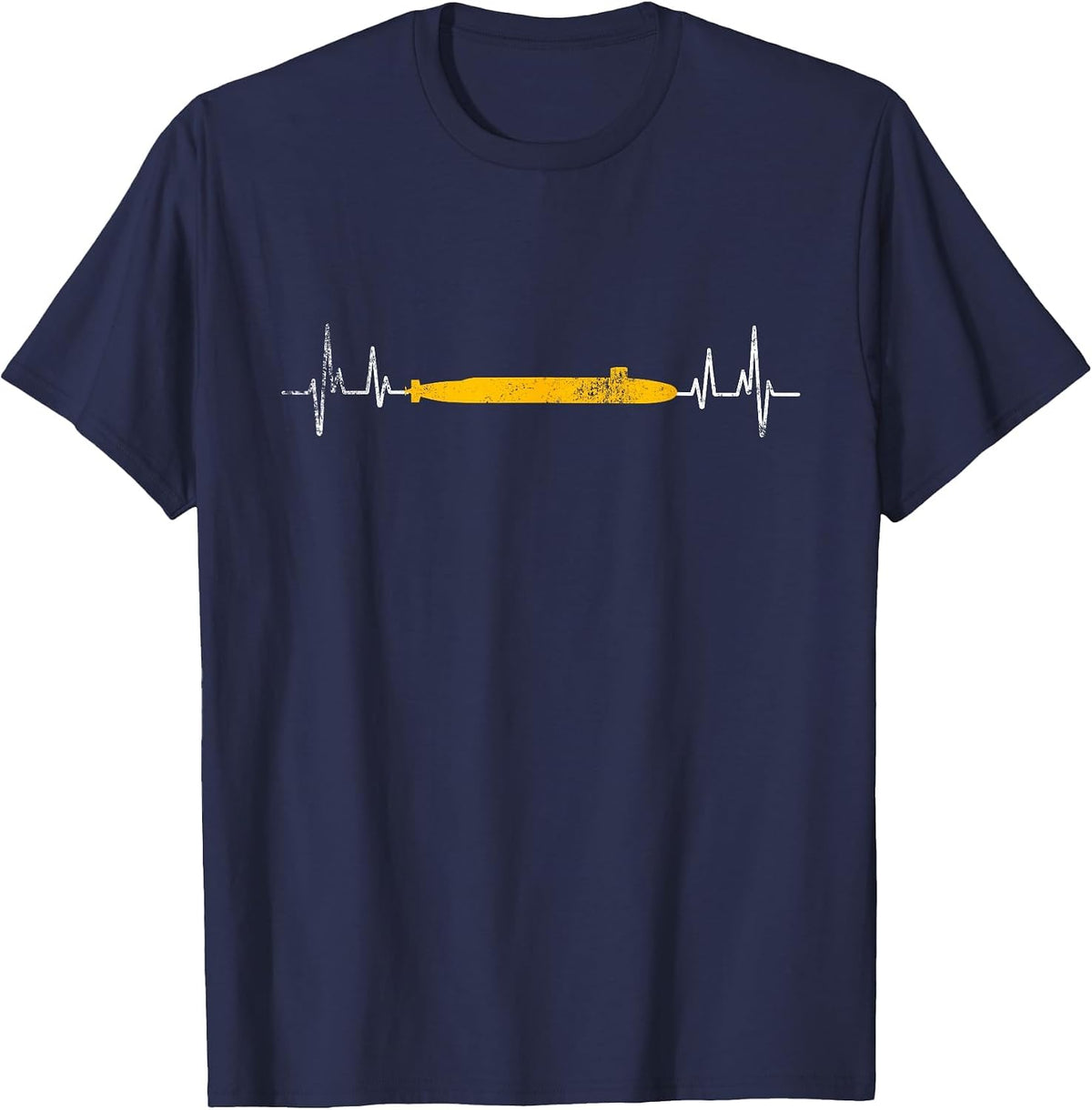 U.S Submarine Heartbeat T Shirt Silent Service Veterans Day T-Shirt - Navy Blue