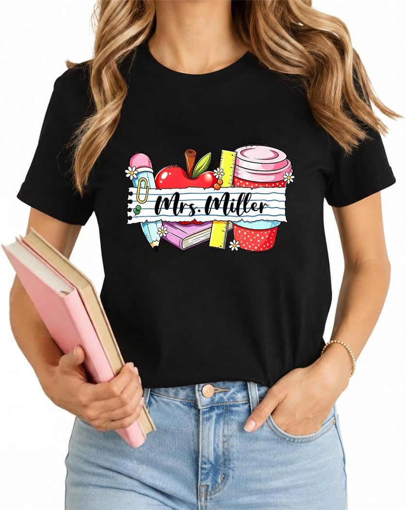 Personalized Teacher Shirt Kindergarten Teacher Gift Custom Tee for Women - Apple