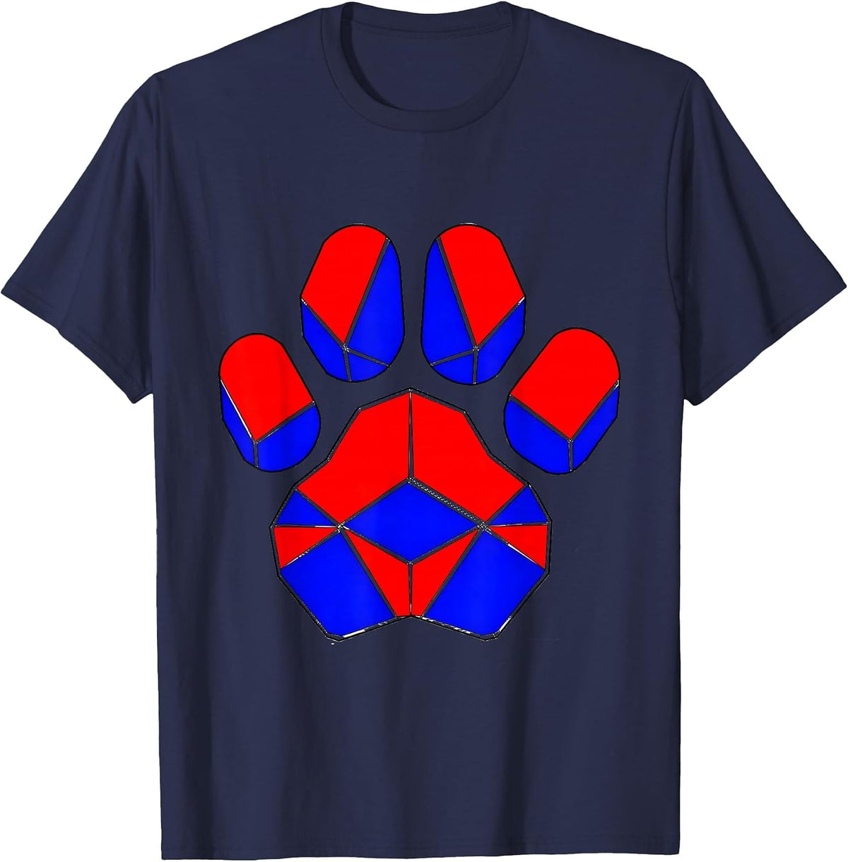 Men's Patriotic Bear Paw Print Red White Blue T-Shirt - Navy Blue