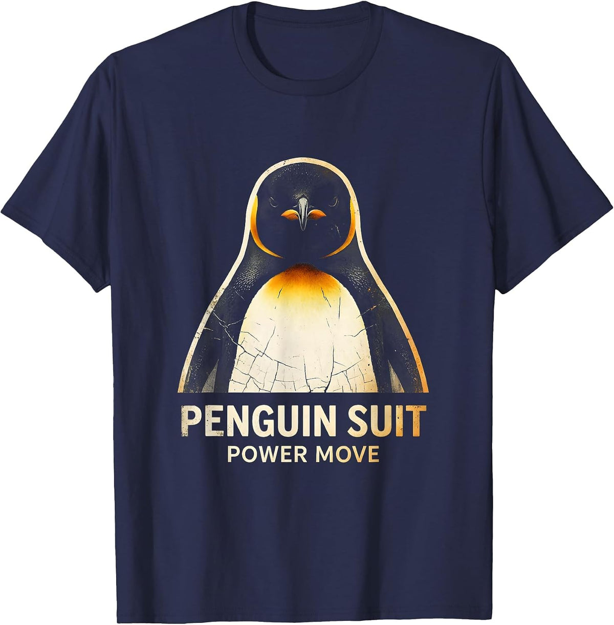 Penguin Suit Power Move Tuxedo Design T-Shirt - Navy Blue