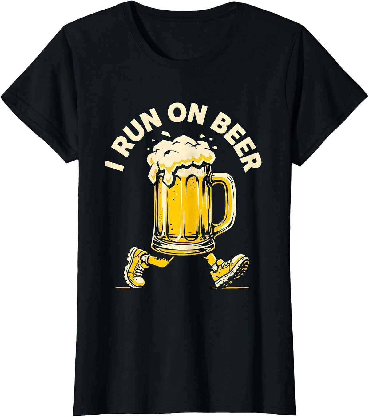 I Run On Beer Funny Drinking Humor Design T-Shirt - Black