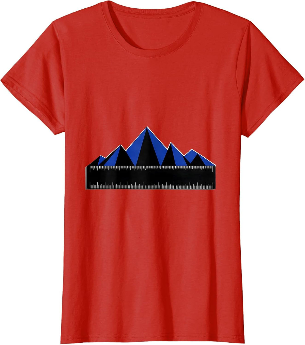 Math Teacher Ruler Mountain Range Graphic T-Shirt - Red