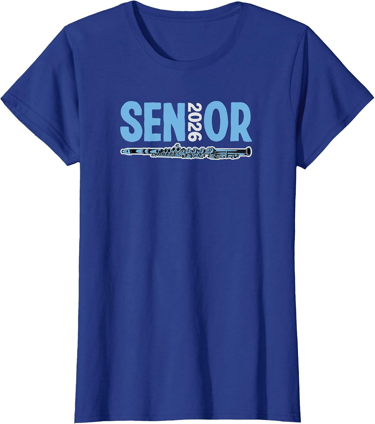 2026 Senior Flute Player Band Class Marching Band Graduate T-Shirt - Royal Blue