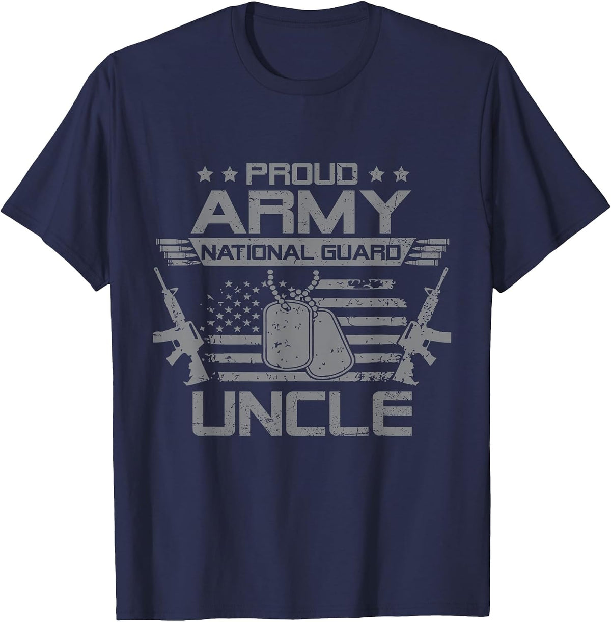 Proud Army National Guard Uncle Flag USA Military Veteran T-Shirt - Navy Blue