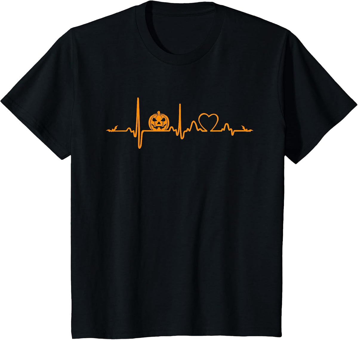 Pumpkin Heartbeat Halloween T-Shirt - Black
