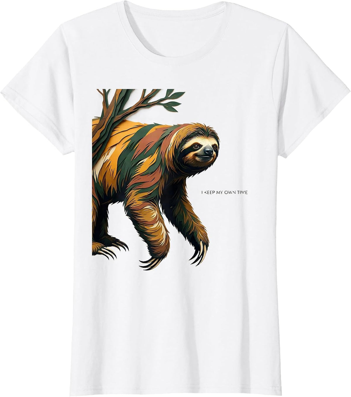 Women's I Keep My Own Time Funny Sloth Lover Lazy Humor Gift T-Shirt - White