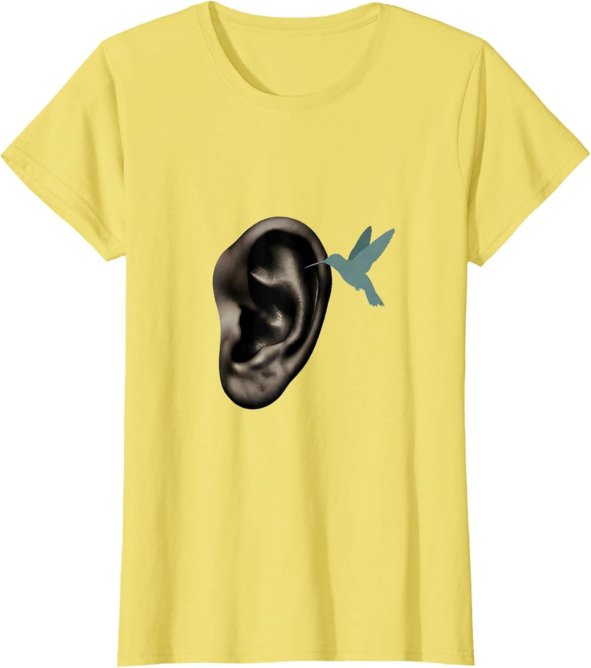Women's Speech Therapy Hummingbird Ear Illustration T-Shirt - Lemon Yellow
