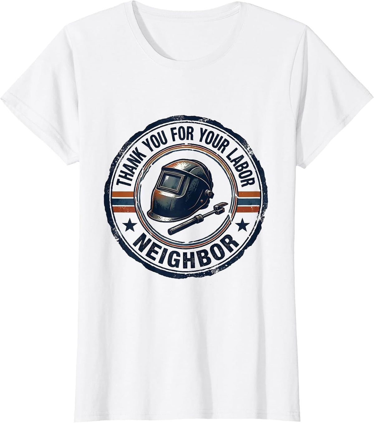 Thank You For Your Labor Neighbor Rubber Stamp Union Pride T-Shirt - White