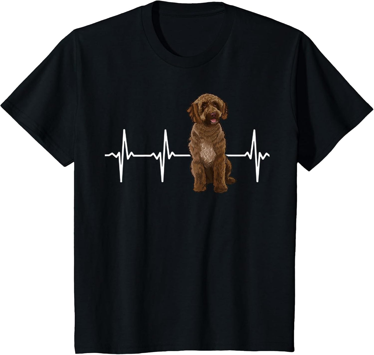 Spanish Water Dog Heartbeat Dog Lover T-Shirt - Black