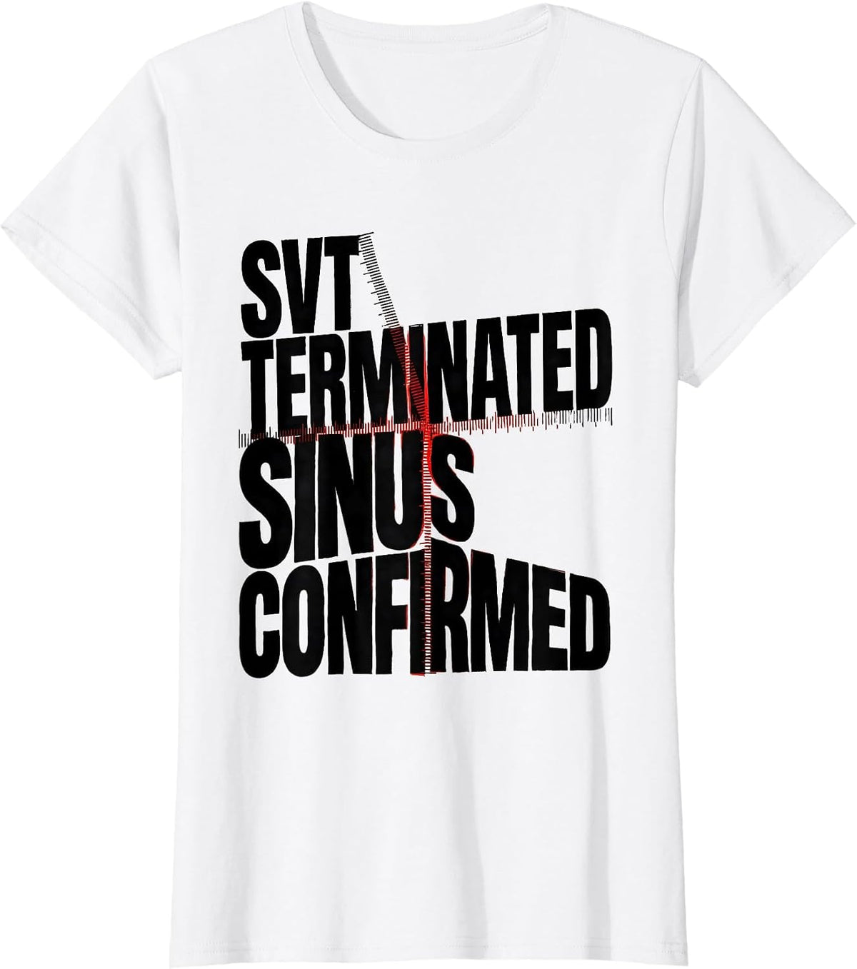 Women's SVT TERMINATED SINUS CONFIRMED New Wave Typography Cardiac T-Shirt - White