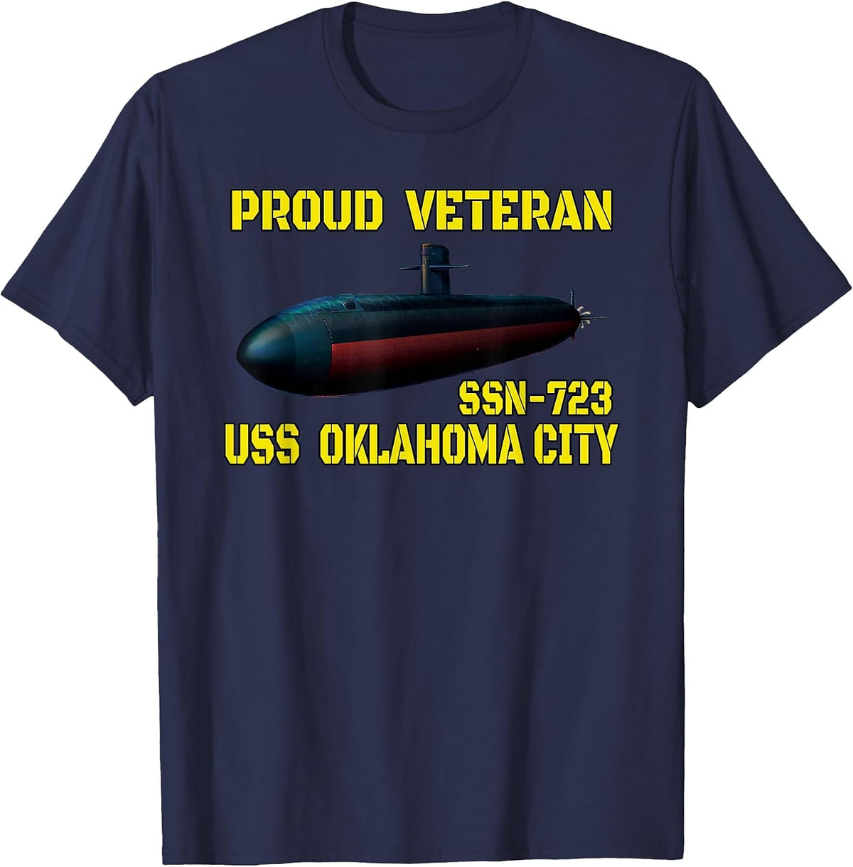 USS Oklahoma City SSN-723 Submarine Veterans Day Fathers Day T-Shirt - Navy Blue