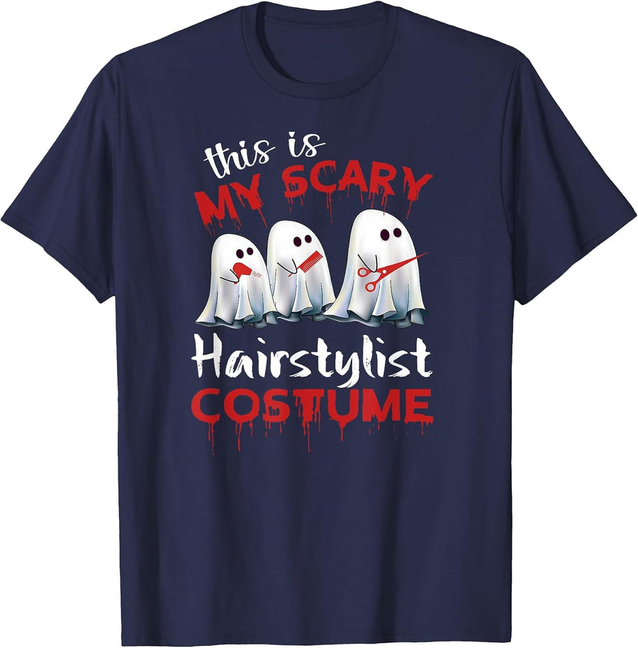 This is My Scary Hairstylist Halloween Costume T-Shirt - Navy Blue