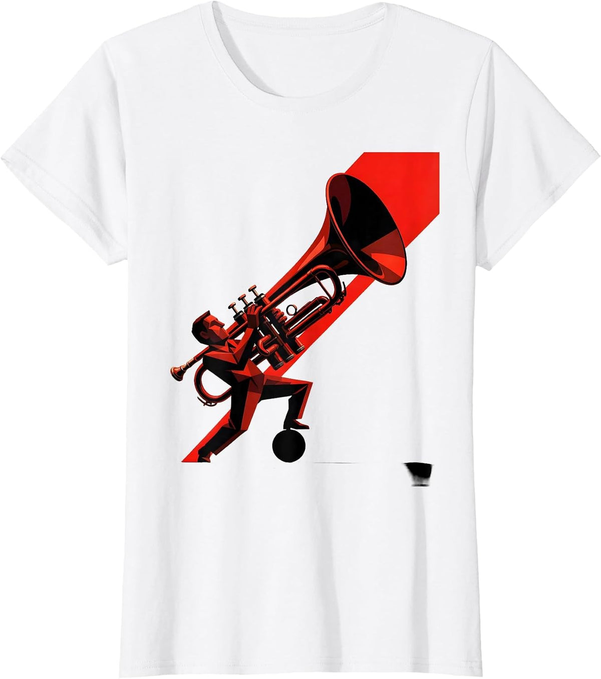 Angular Trumpet Player Marching Band Humor Instrument Lover T-Shirt - White