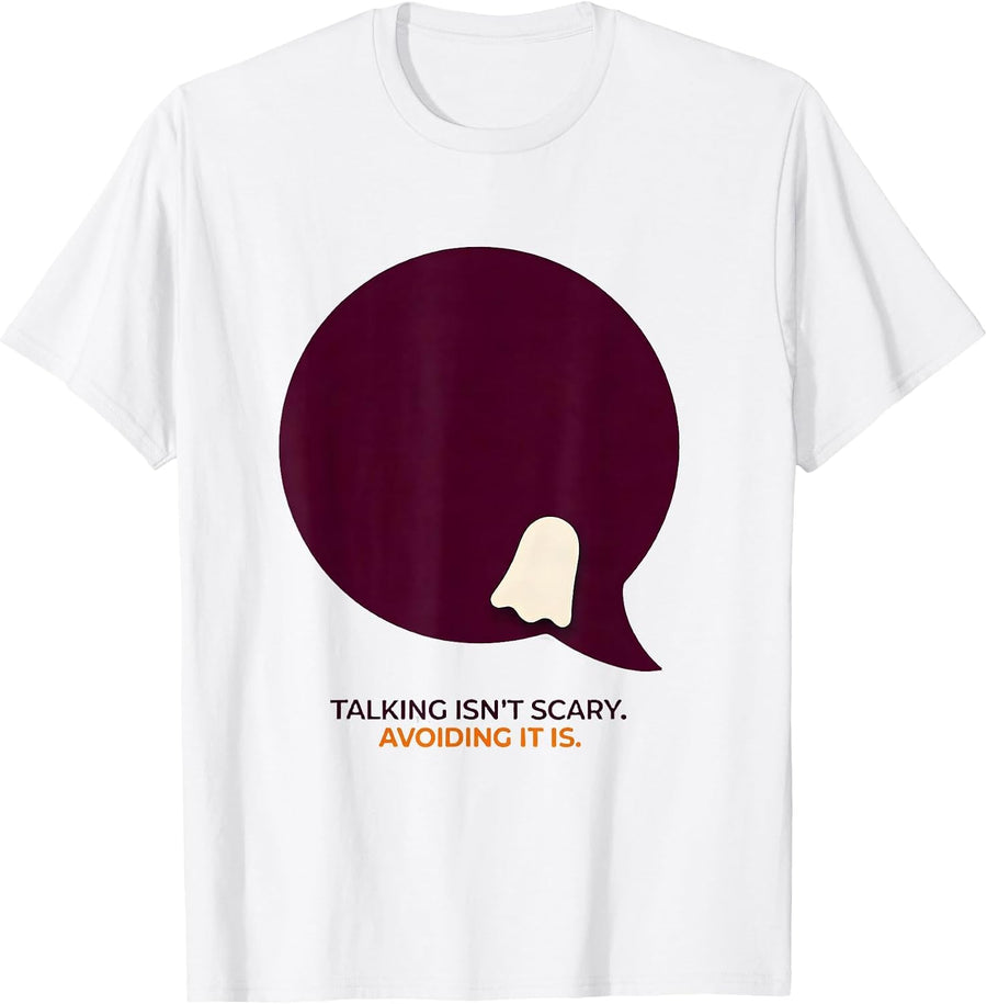 Men's Talking Isn't Scary Avoiding It Is Mental Health Halloween T-Shirt - White