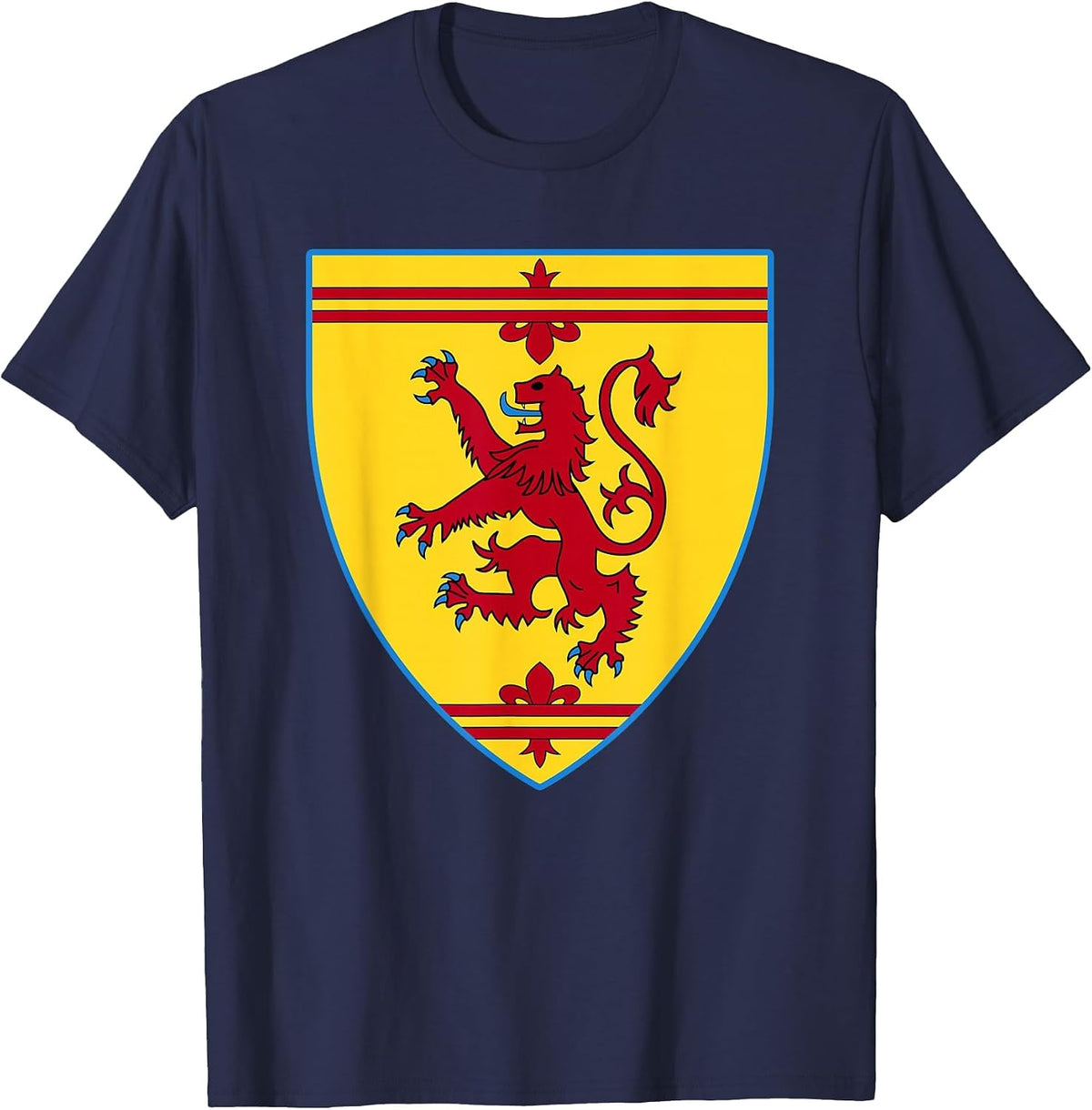 English Lion Crest Shield Medieval Knight Costume T-Shirt - Navy Blue