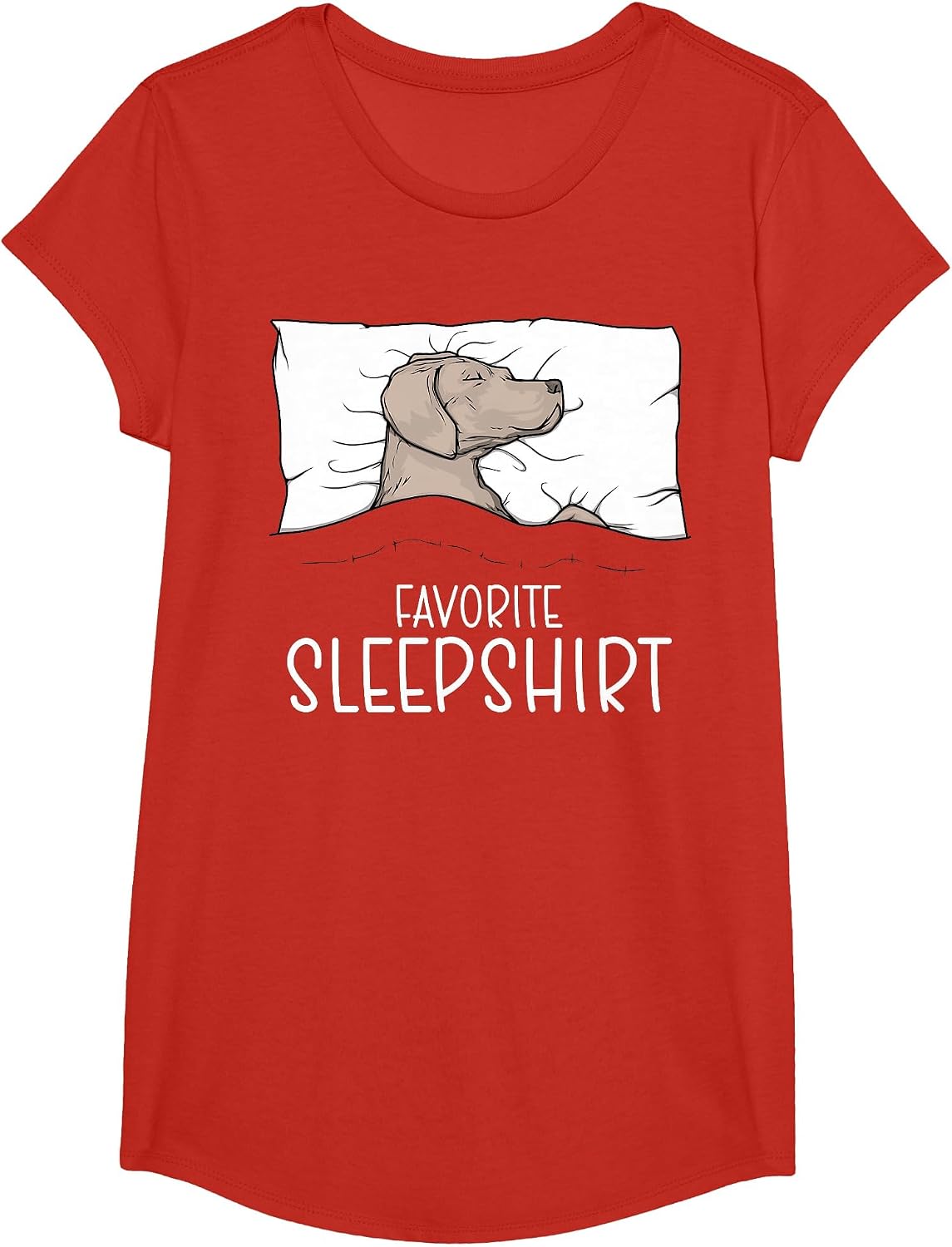 Favorite Sleepshirt Weimaraner Dog Napping Weimaraner Pajama T-Shirt - Girls Red