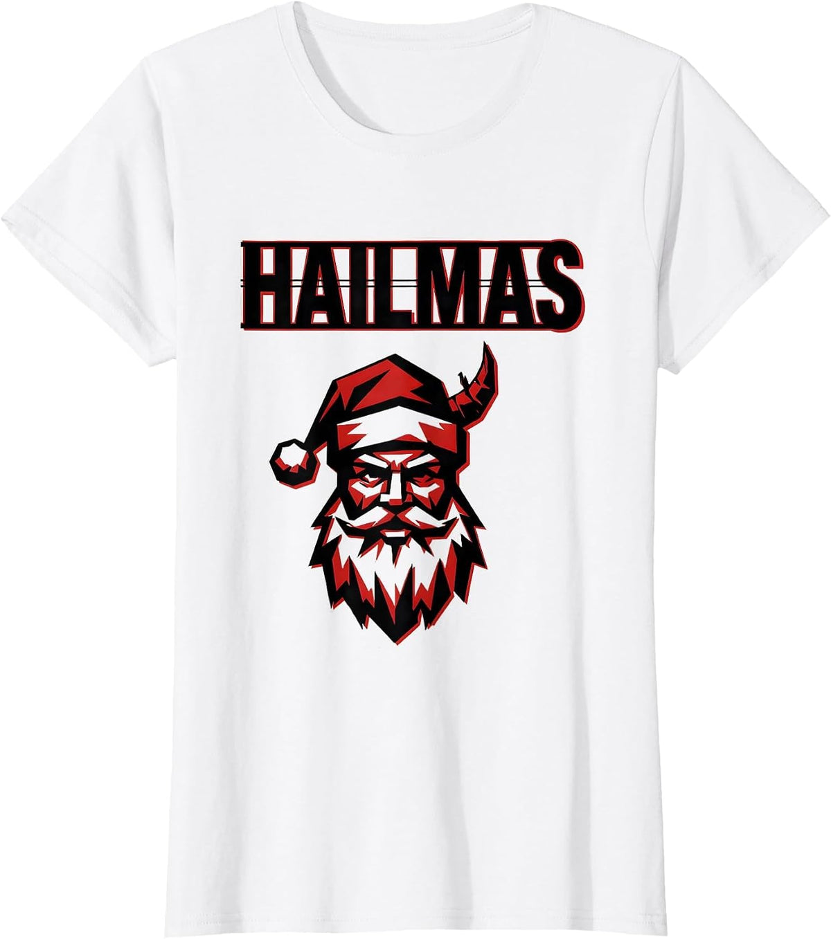 Hailmas Stencil Graphic Heavy Metal Rock Fan Christmas T-Shirt - White