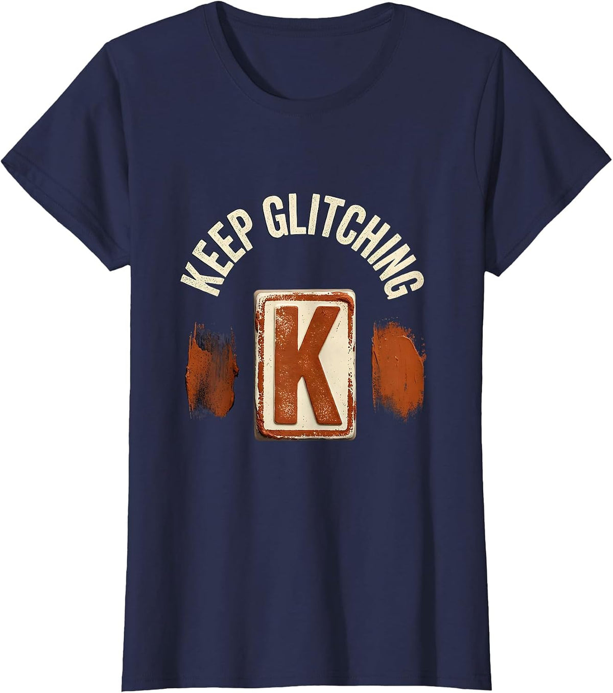 Women's Keep Glitching Rubber Stamp Artist Art Teacher Humor T-Shirt - Navy Blue