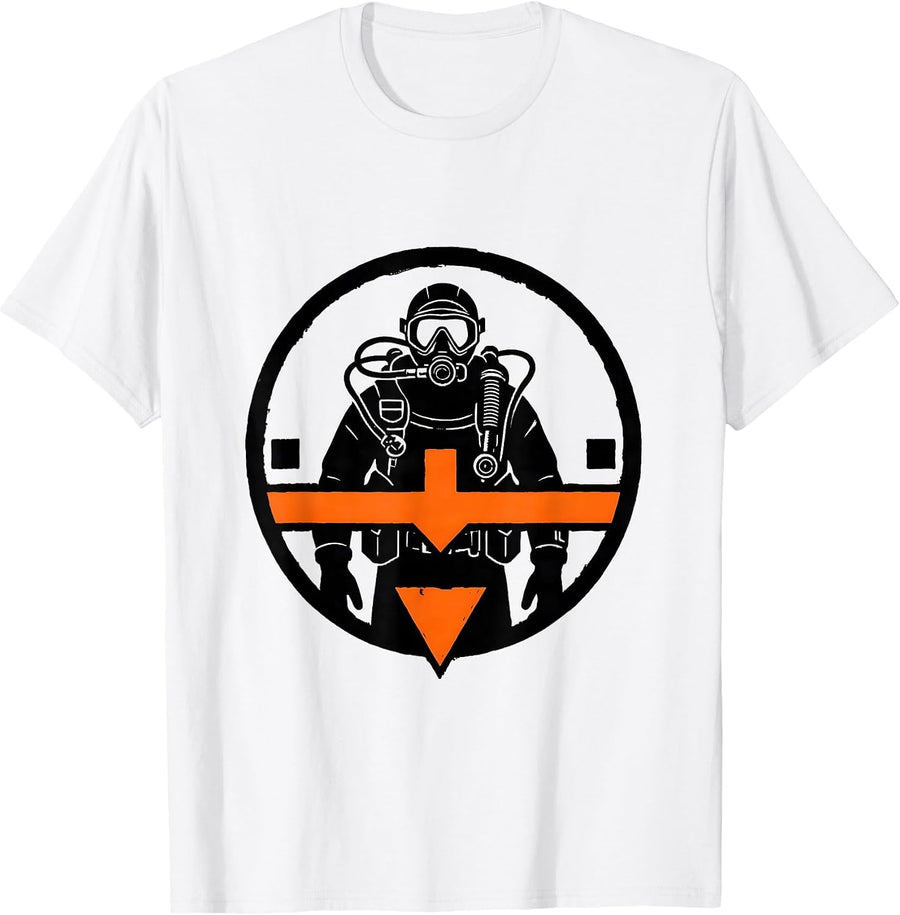 Men's Sealed Scuba Badge Tanked Diver Humor Scuba Diver Gift T-Shirt - White