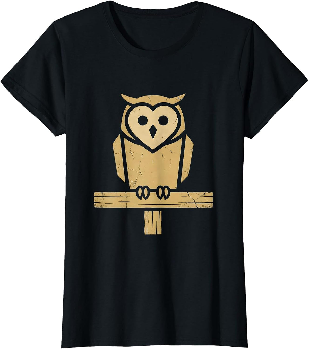 Barn Owl Perched on Rusty Fence Post Illustration T-Shirt - Black