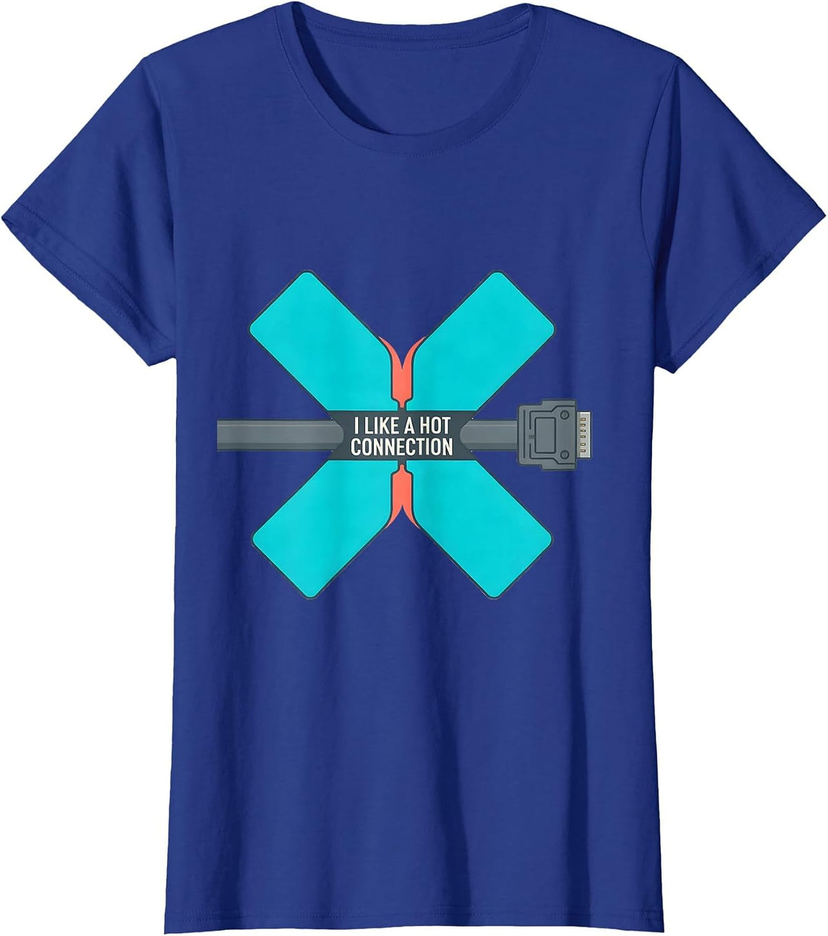 Women's I Like A Hot Connection Funny Electrician Trade Skeleton T-Shirt - Royal Blue