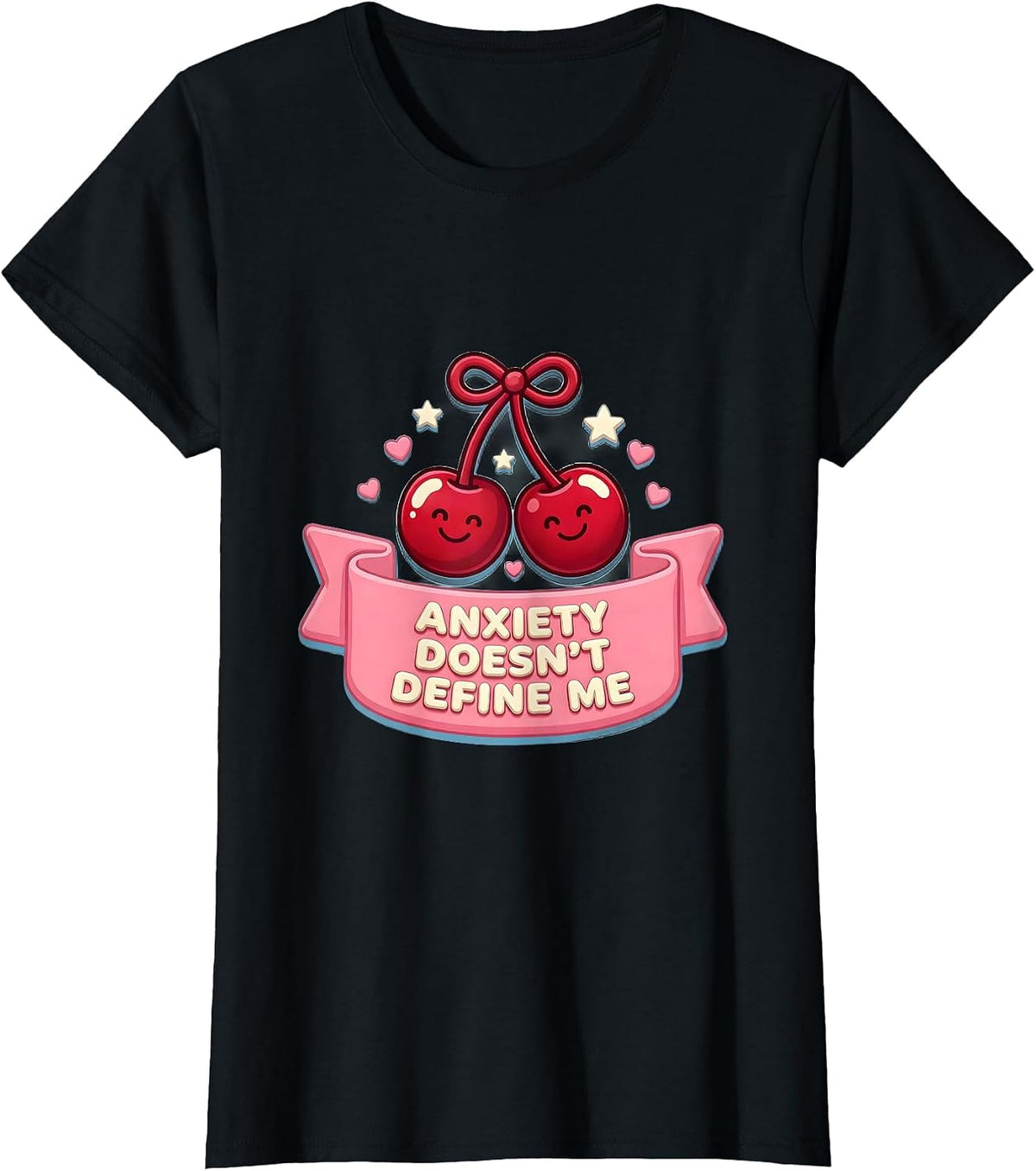 Women's Anxiety Doesn't Define Me Mental Health Design T-Shirt - Black