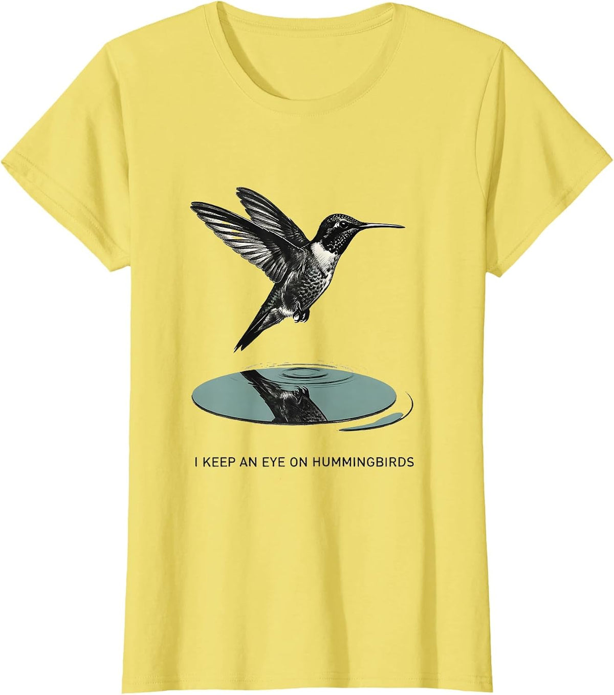 I Keep An Eye On Hummingbirds Minimalist Bird Lover Bird T-Shirt - Lemon Yellow