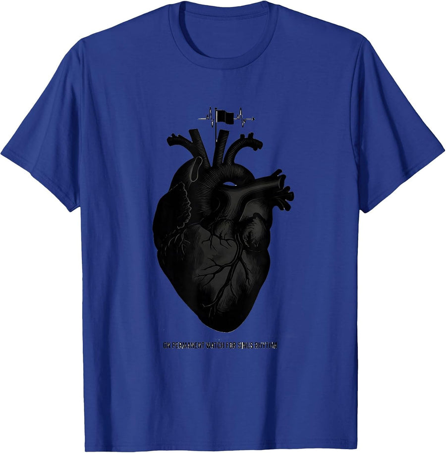 On Permanent Watch For Sinus Rhythm Cardiac Nurse Anatomy T-Shirt - Royal Blue